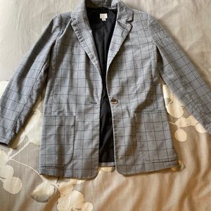 A New Day Womens Plaid Lined Single Button Oversized Boyfriend Blazer Size XS